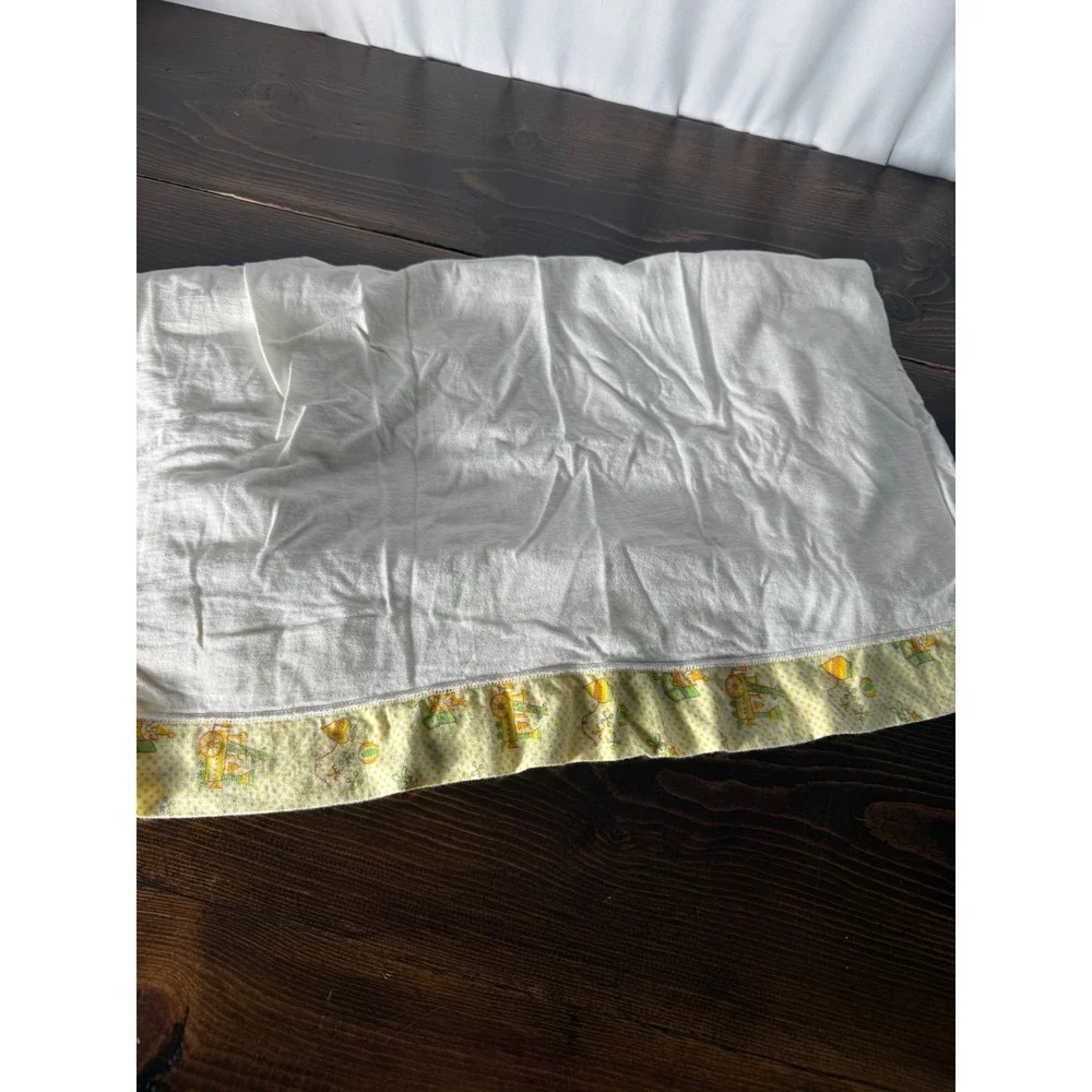 Vintage Carters Penneys Toddletime Crib Sheet Set 3pc Cotton White‎ Yellow USA